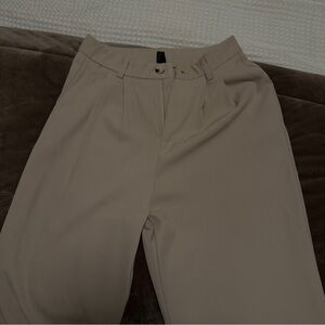 Beige wide leg trousers